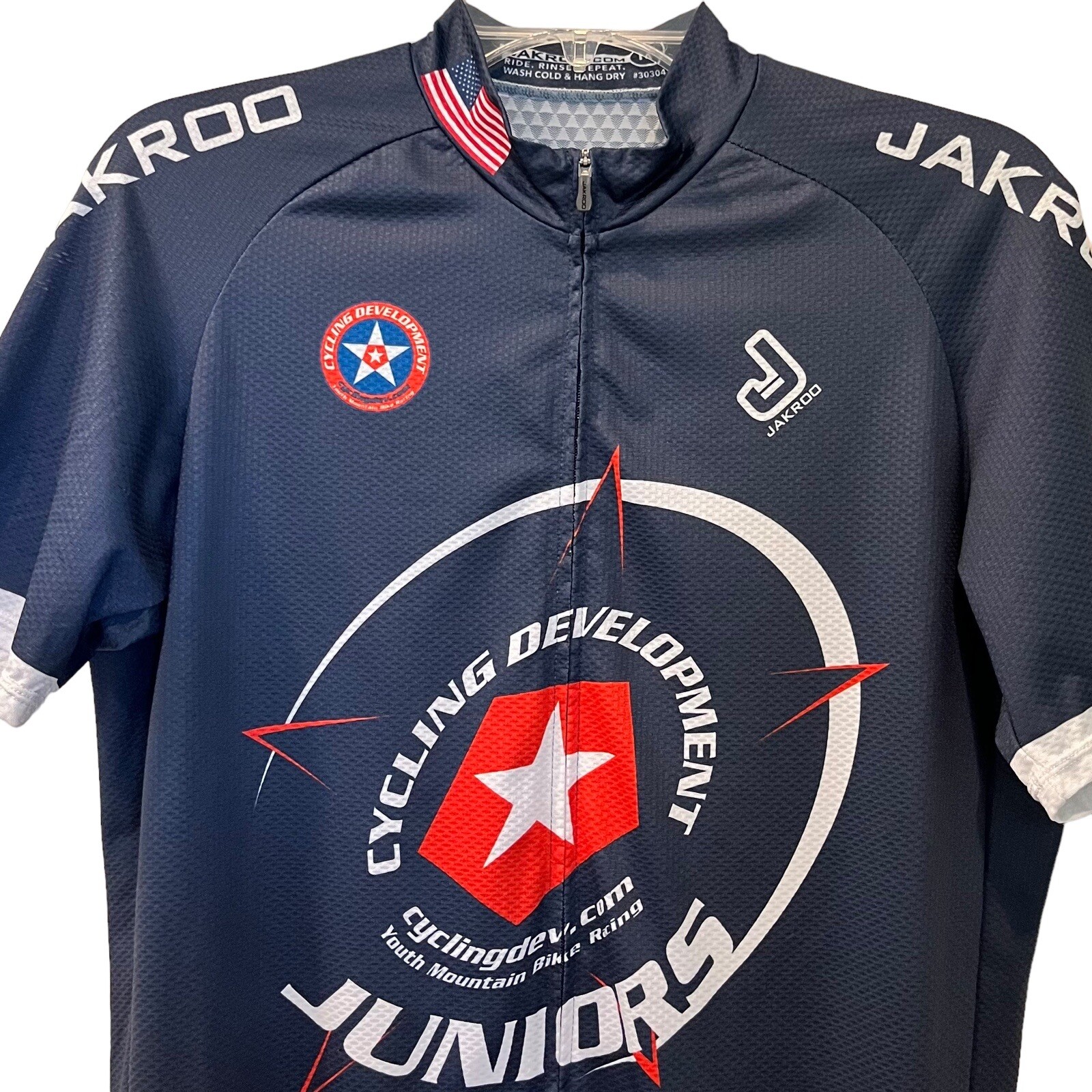 Jakroo Cycling Jersey Mens Medium Blue Juniors Development Bike Shirt Race Team