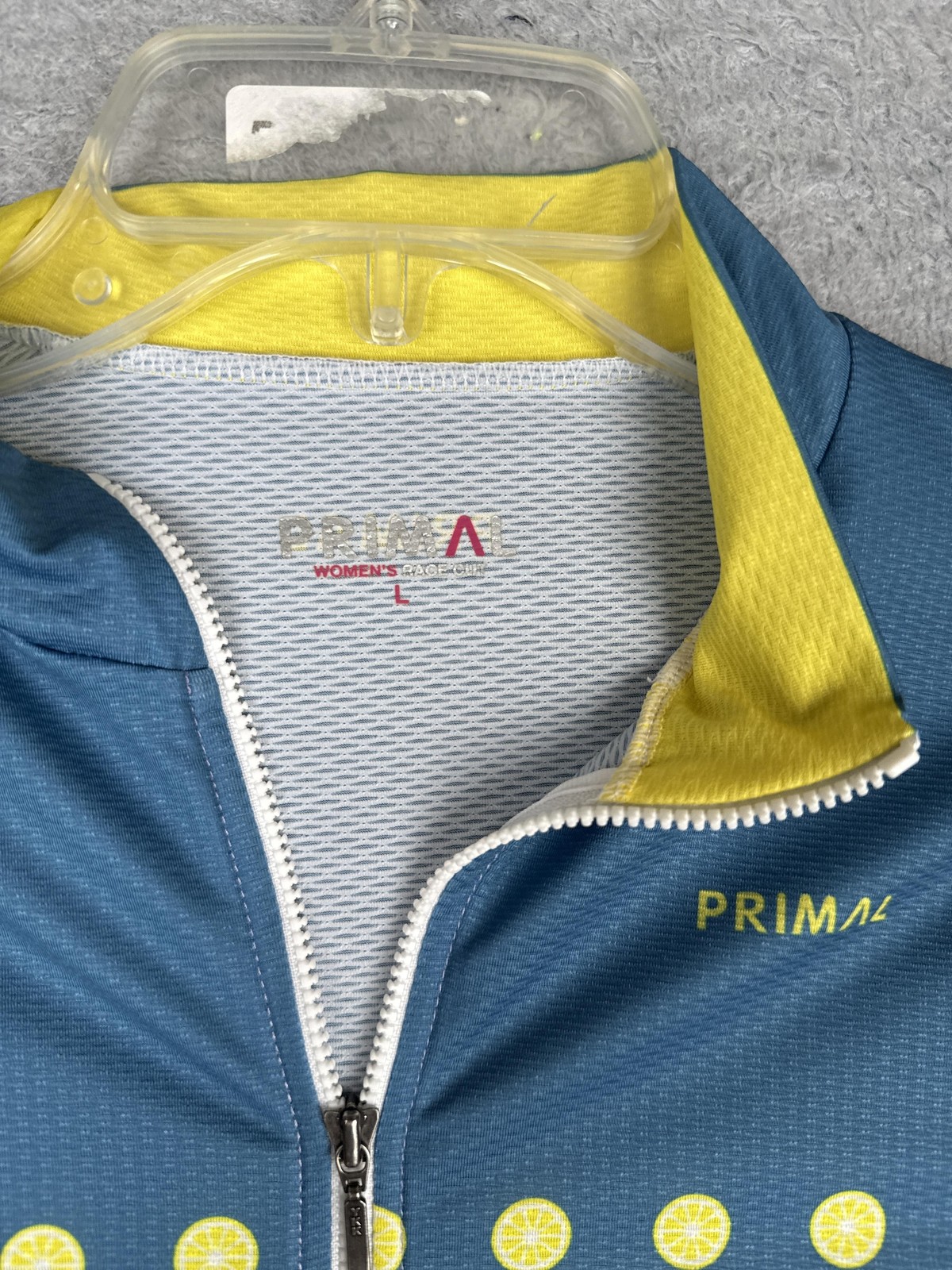 Primal Cycling Jersey Womens Large Blue Bee Lemon Graphic Full Zip Pockets Bike