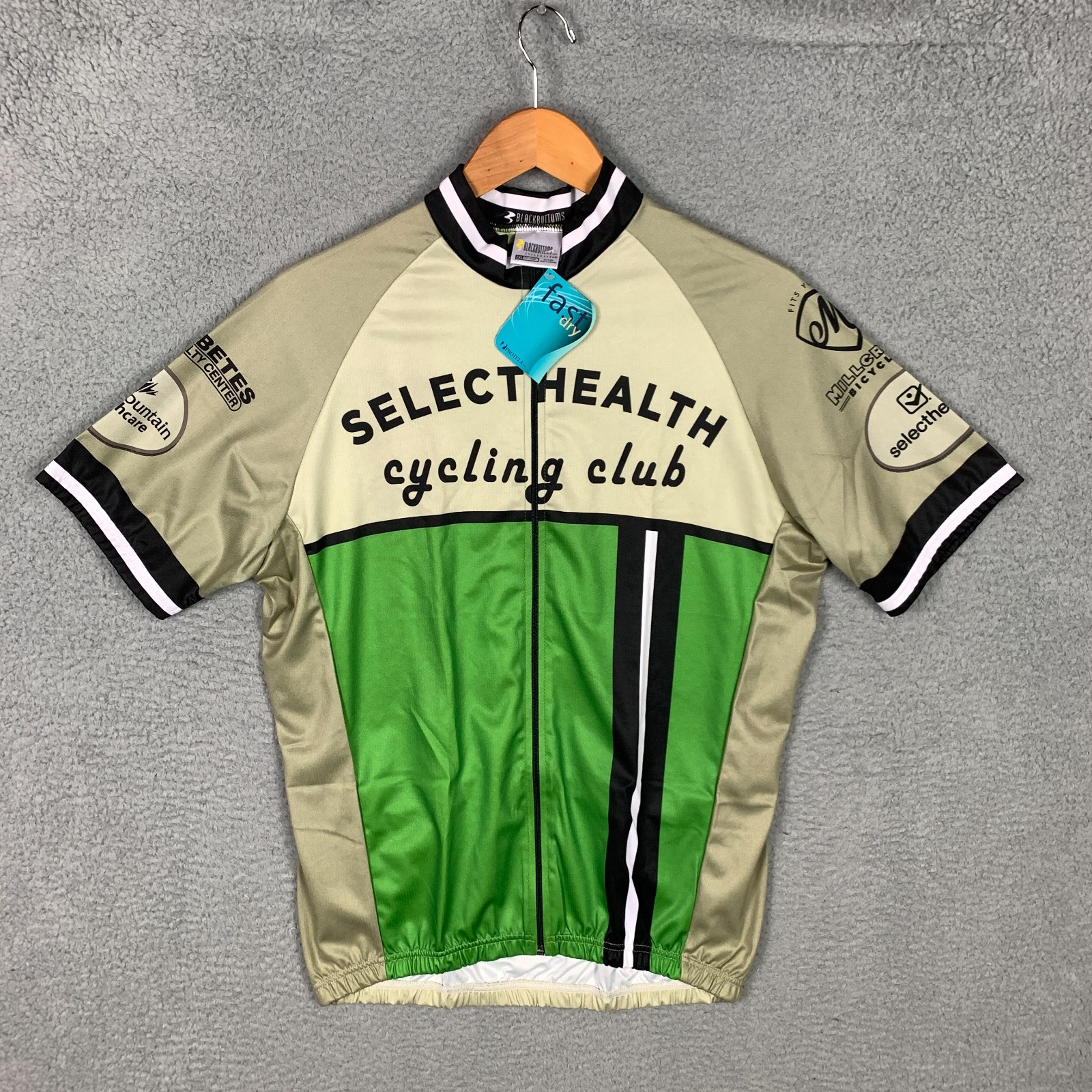 BlackBottoms Cycling Jersey Men’s 2XL XXL Green Tan Club Cut NWT NEW