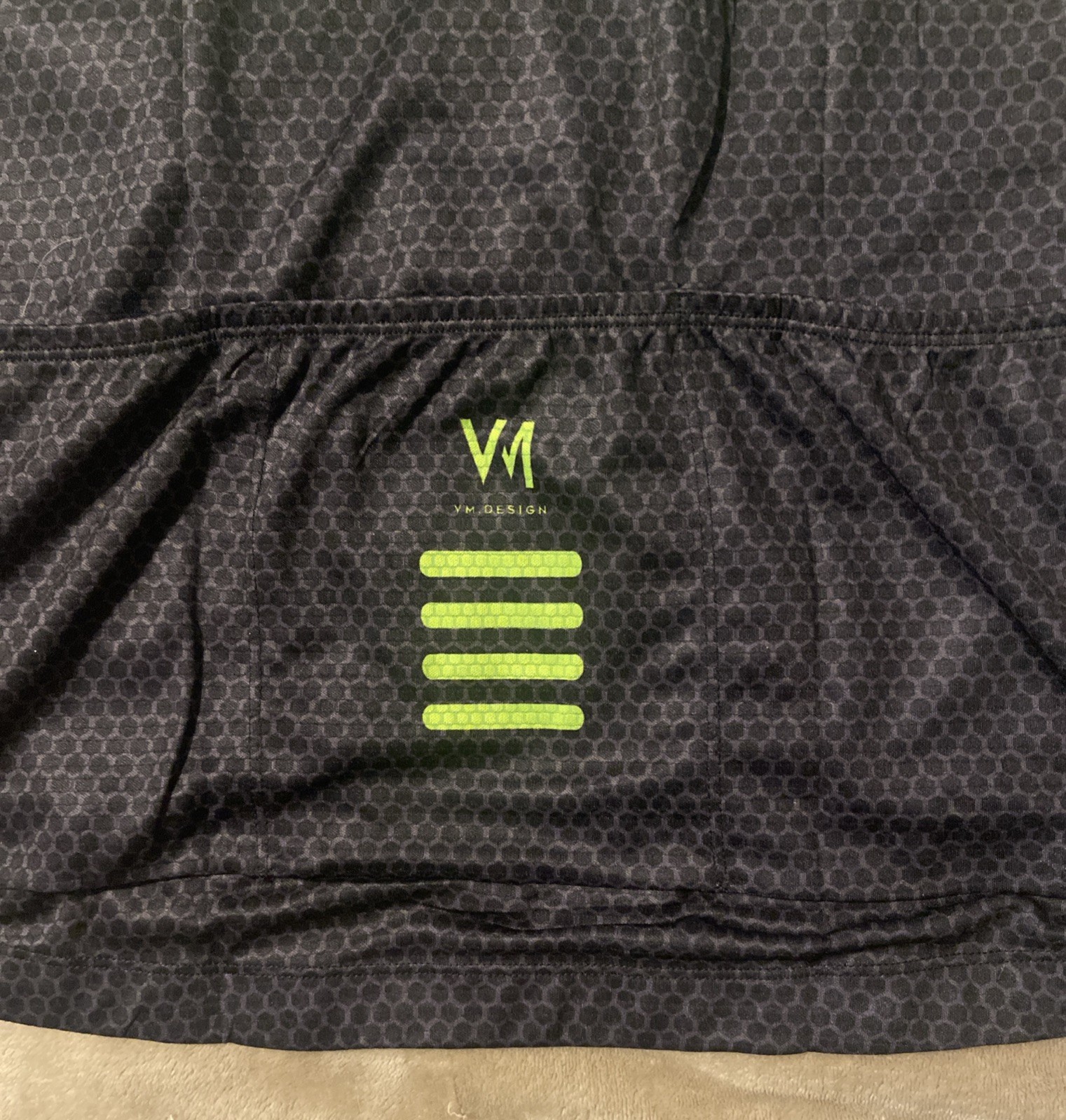 Lameda Men’s XL Cycling Jersey Short Sleeve Shirt Full Zip Black Green High Vis