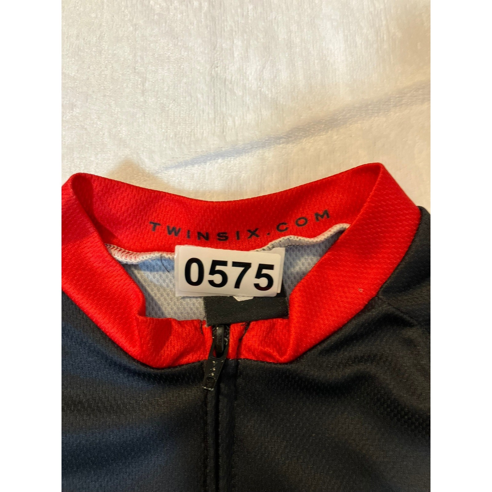 Twin Six Mens Small Cycling Jersey Black Red Striped Full Zip Pocket Bike Shirt