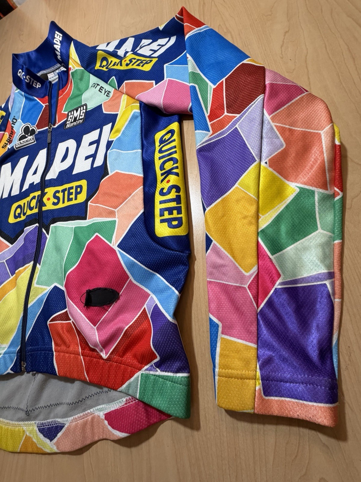 Santini Mapei Cycling Bicycle Jersey Made Italy Long Sleeve Full Zip Jacket Med