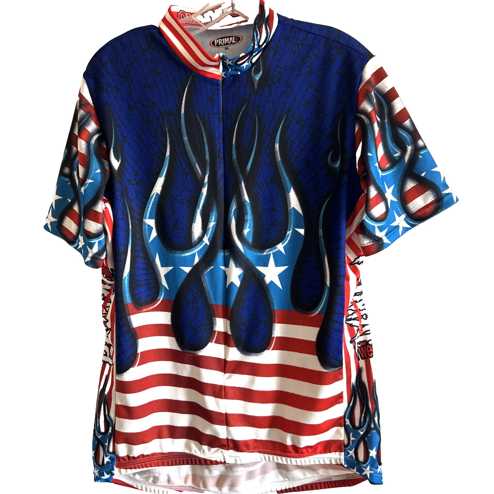Primal Cycling Jersey Flame Out American Flag Red White Blue ShortSleeve Mens XL