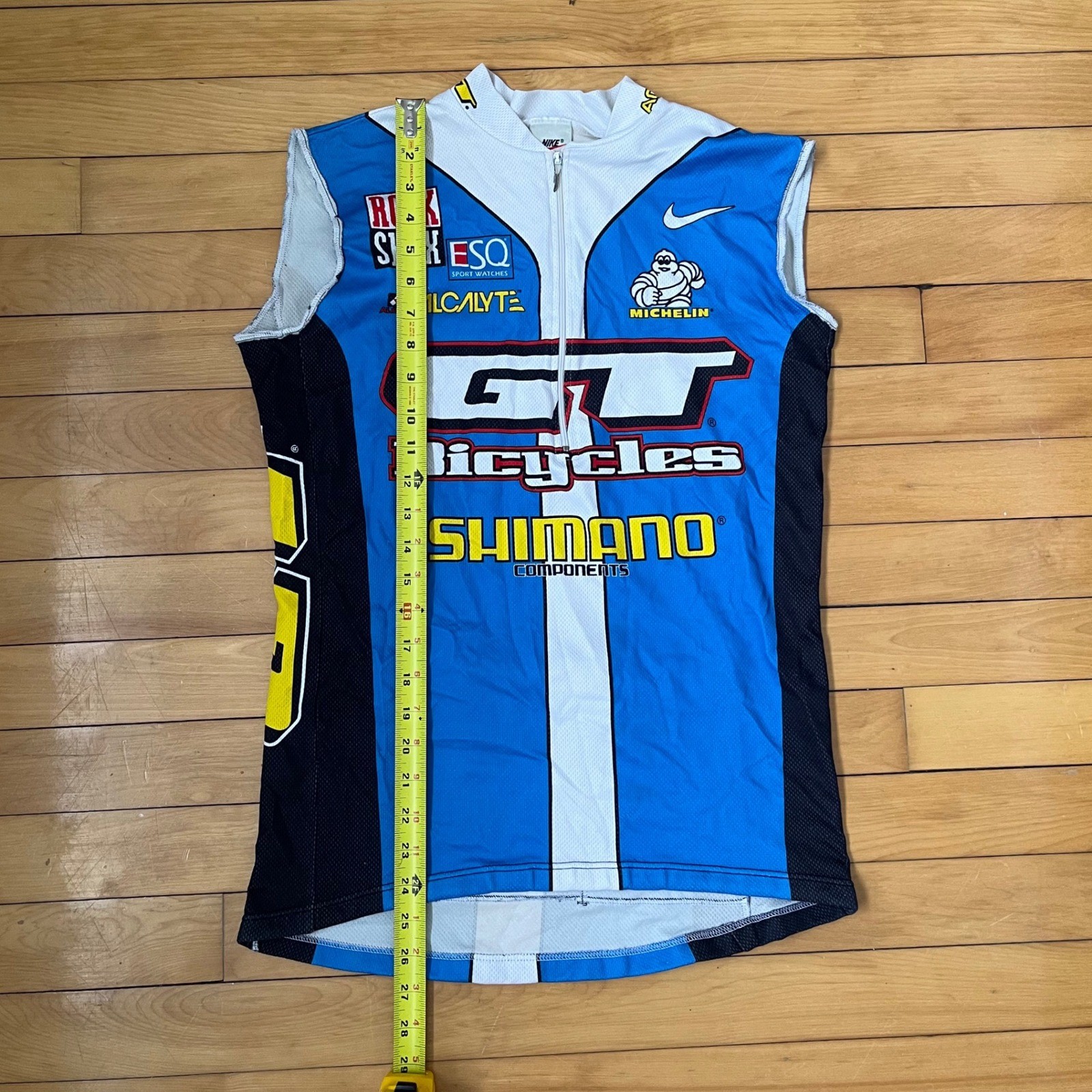 Vintage Nike GT Bicycles Cycling Jersey Vest Shimano Michelin Blue Mens Small