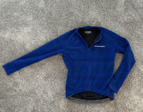 Cafe du Cycliste Cote d’Azur Mens Small Thermal Stretch Jersey NWOT Blue Reflect