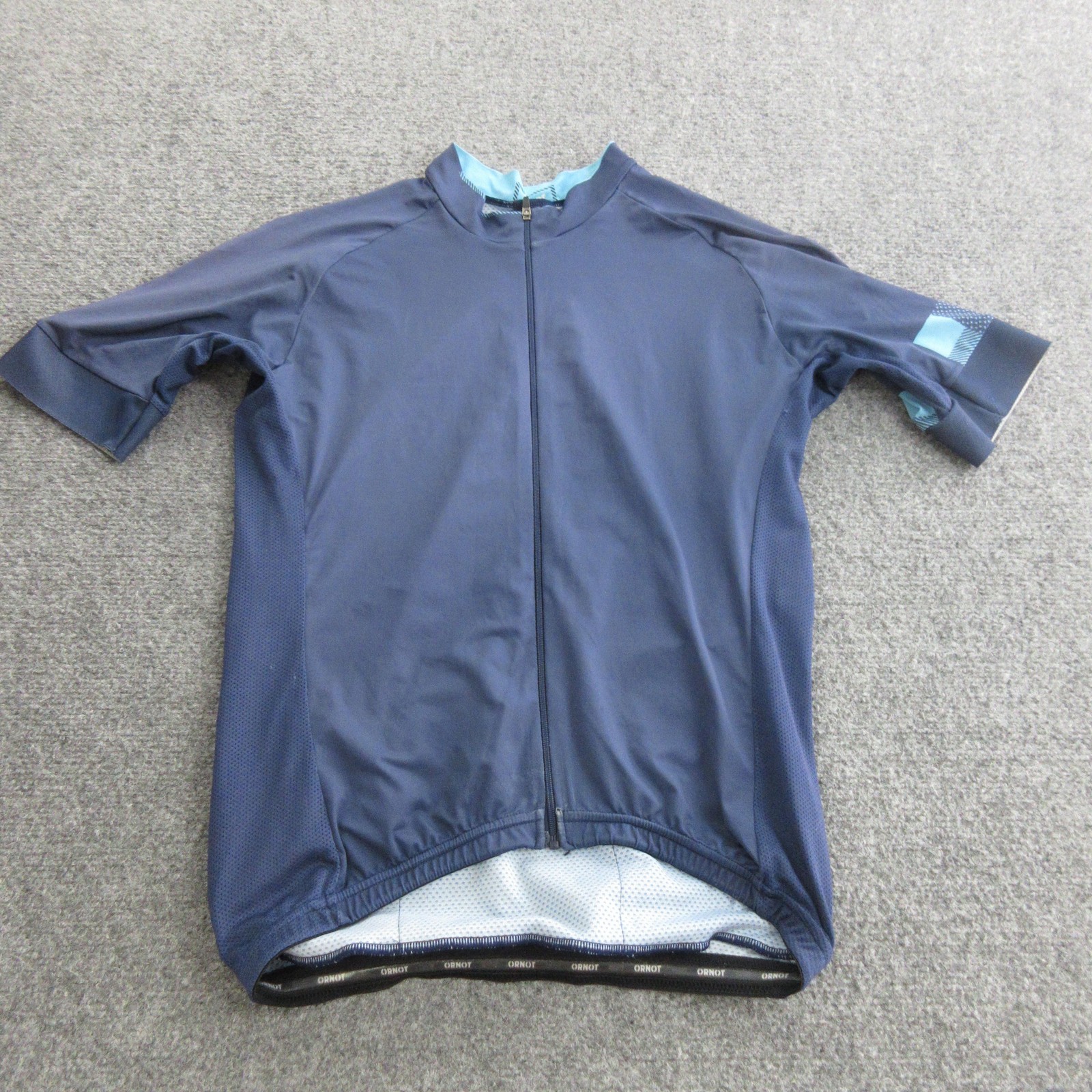 Ornot Cycling Jersey Mens Medium Blue Full Zip Short Sleeve Race Made USA Bike