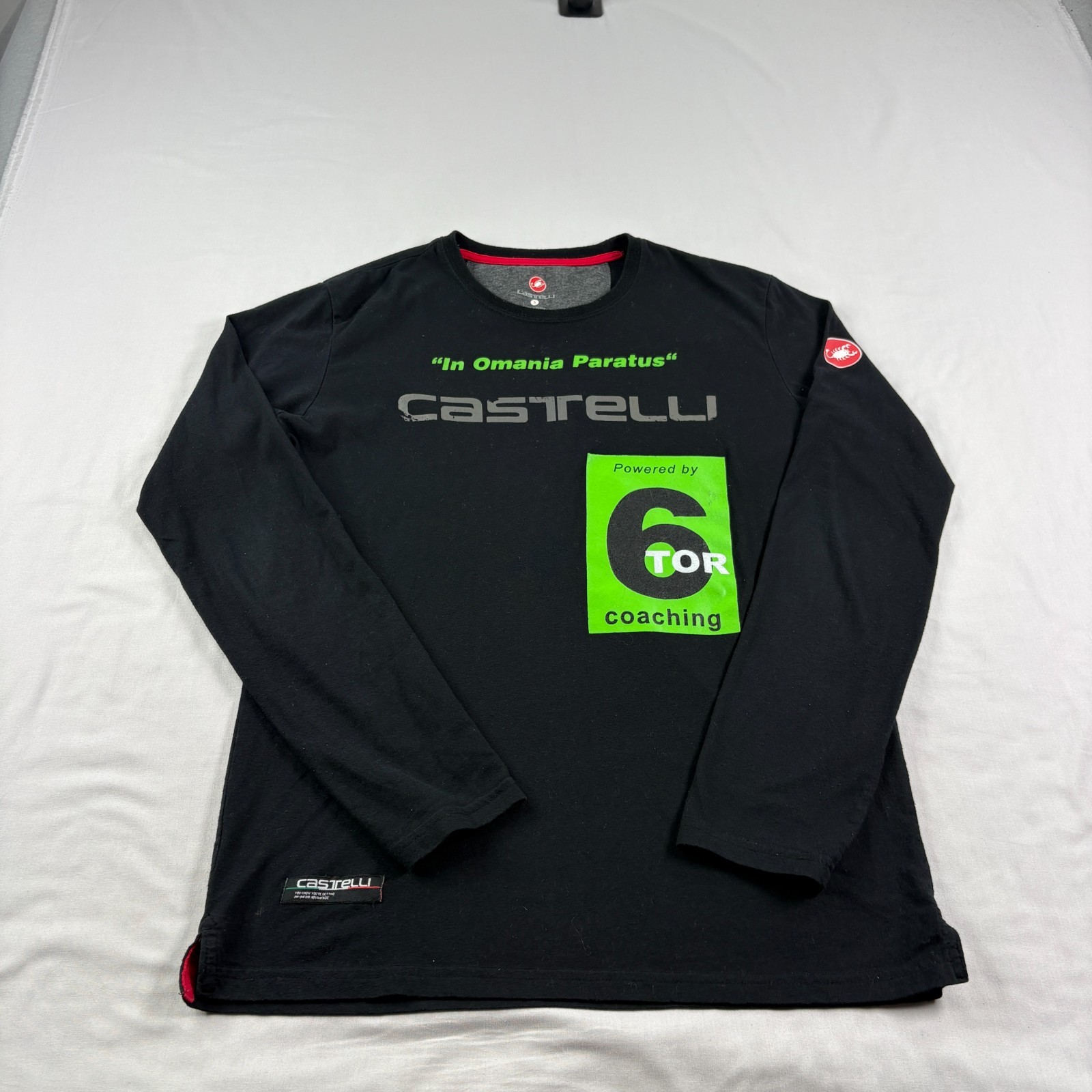 Castelli Cycling Shirt Mens Small Black Graphic Crew Neck Stretch Casual