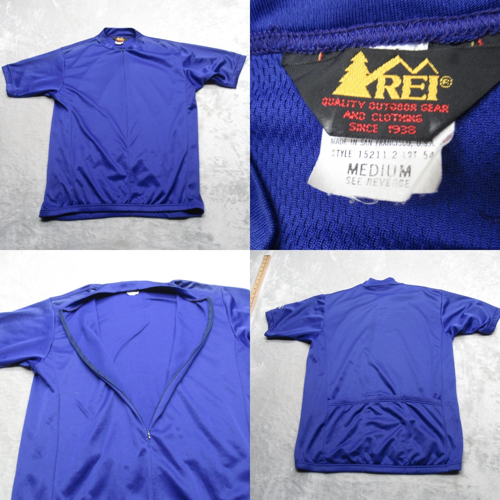 REI Cycling Jersey Unisex Medium Purple Shirt Half Zip Short Sleeve USA Made VTG