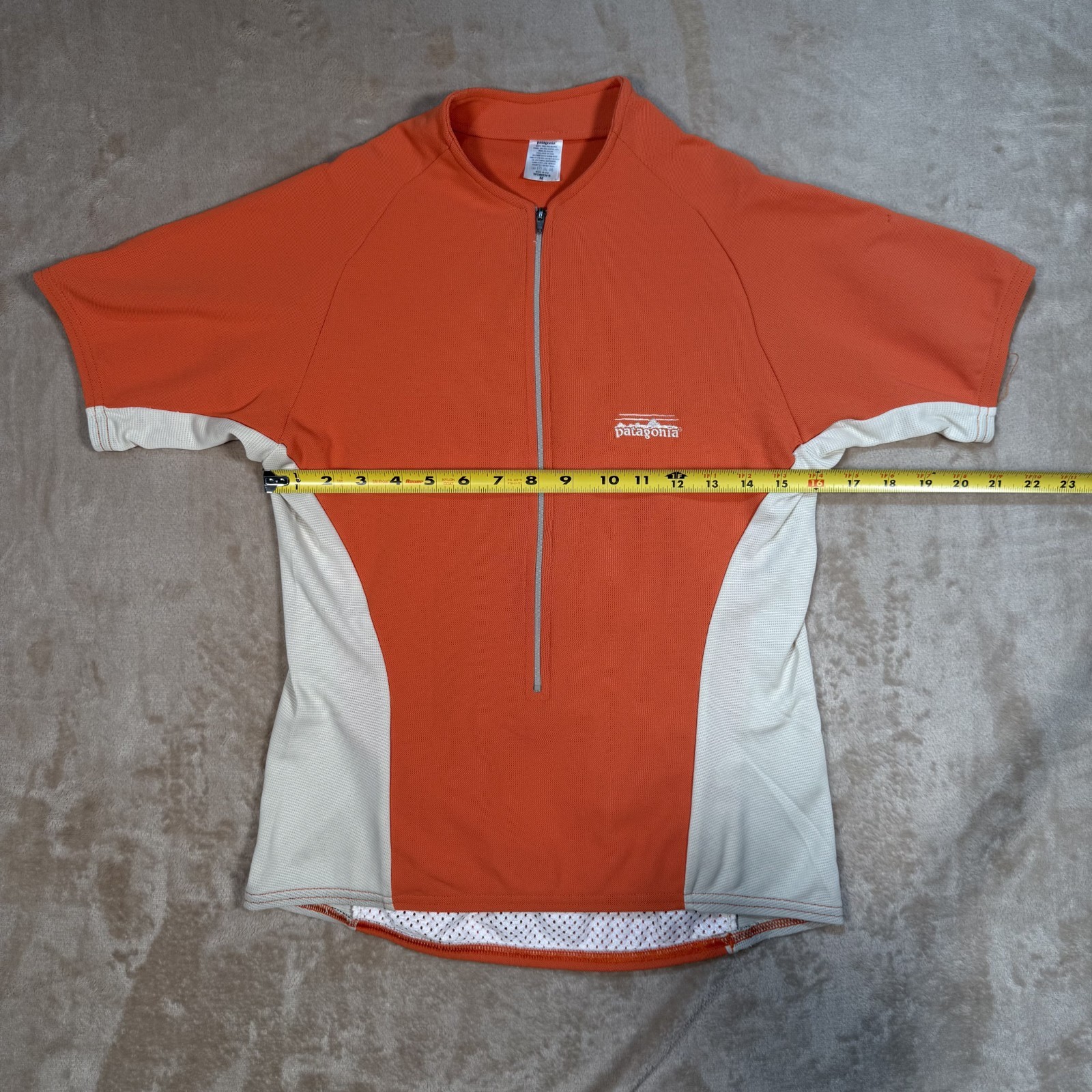 Vintage Patagonia Cycling Jersey Womens Size M Orange Colorblock USA Made