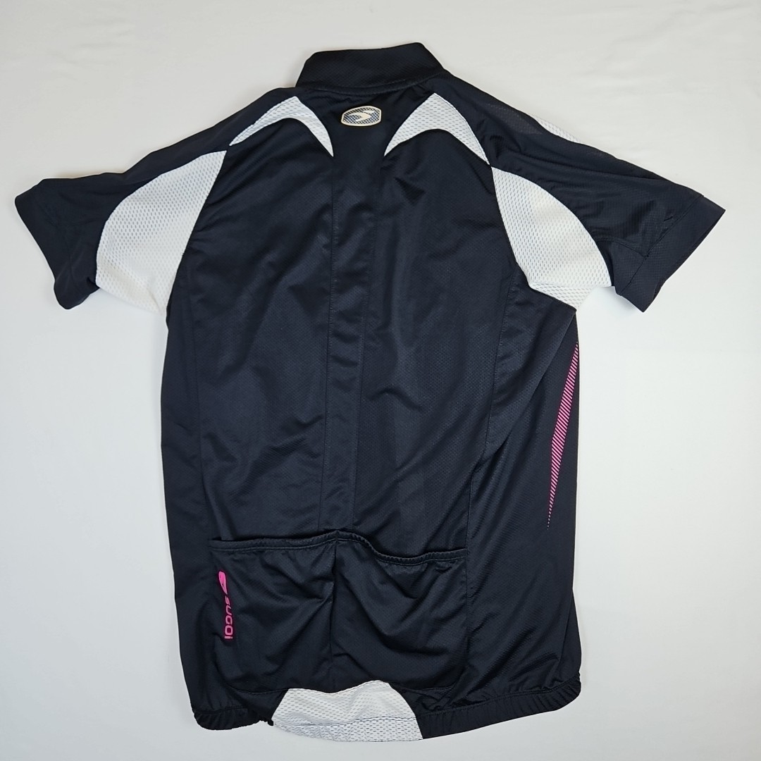 Sugoi RS Cycling Jersey Womens Large Black White Pink Full Zip 57307F Bike Shirt