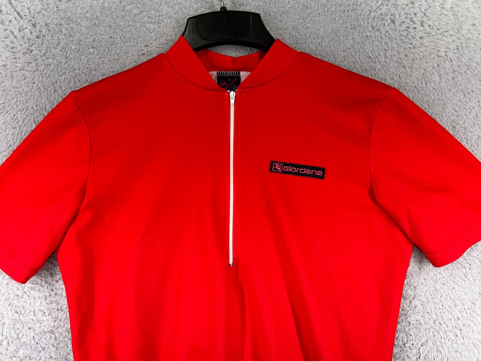 Giordana Cycling Jersey Womens Large Red 1/4 Zip Short Sleeve Cotton Blend
