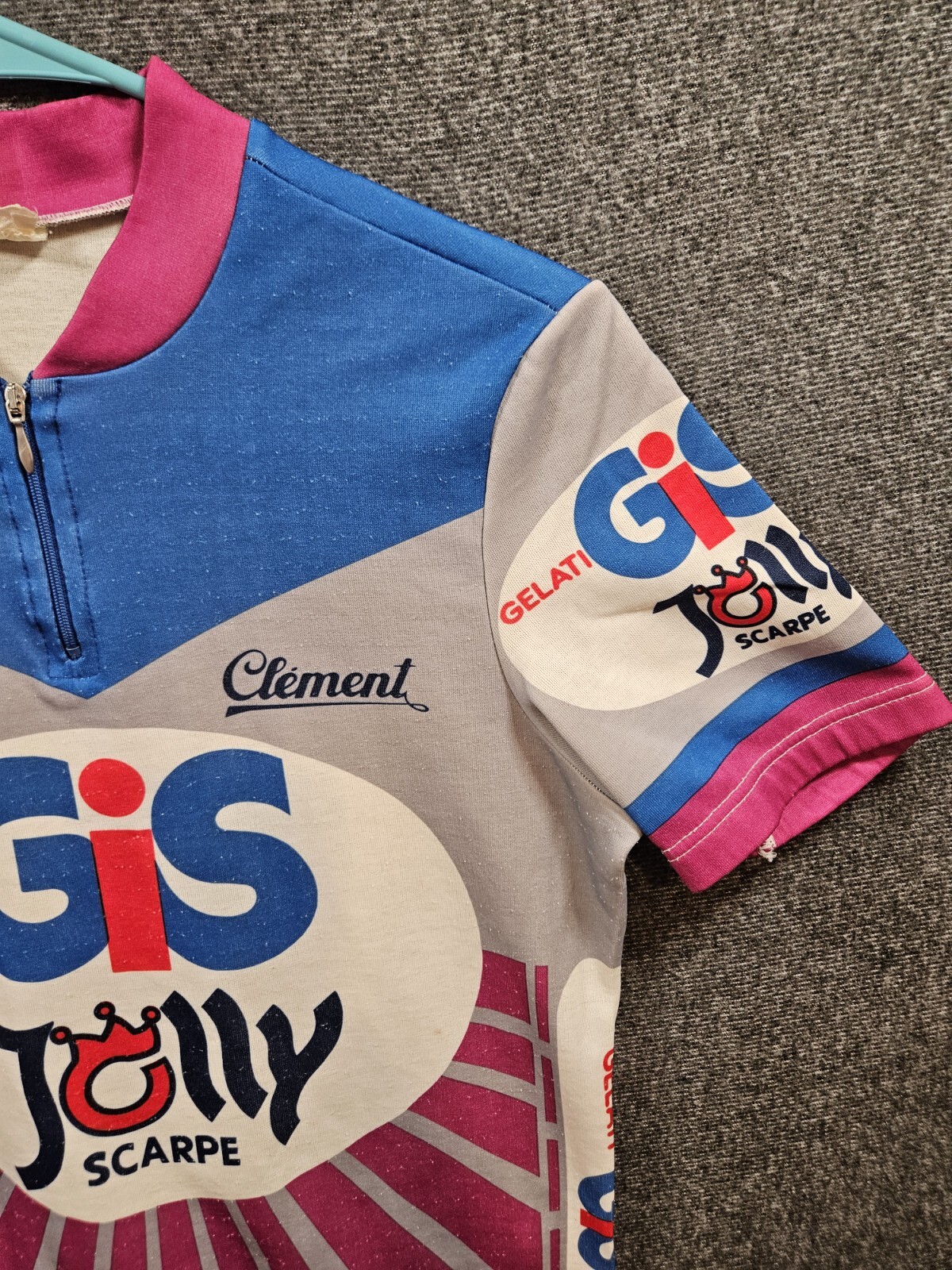 Vintage Tommaso Road Cycling Short Sleeve Jersey M/L Clement Distressed Used
