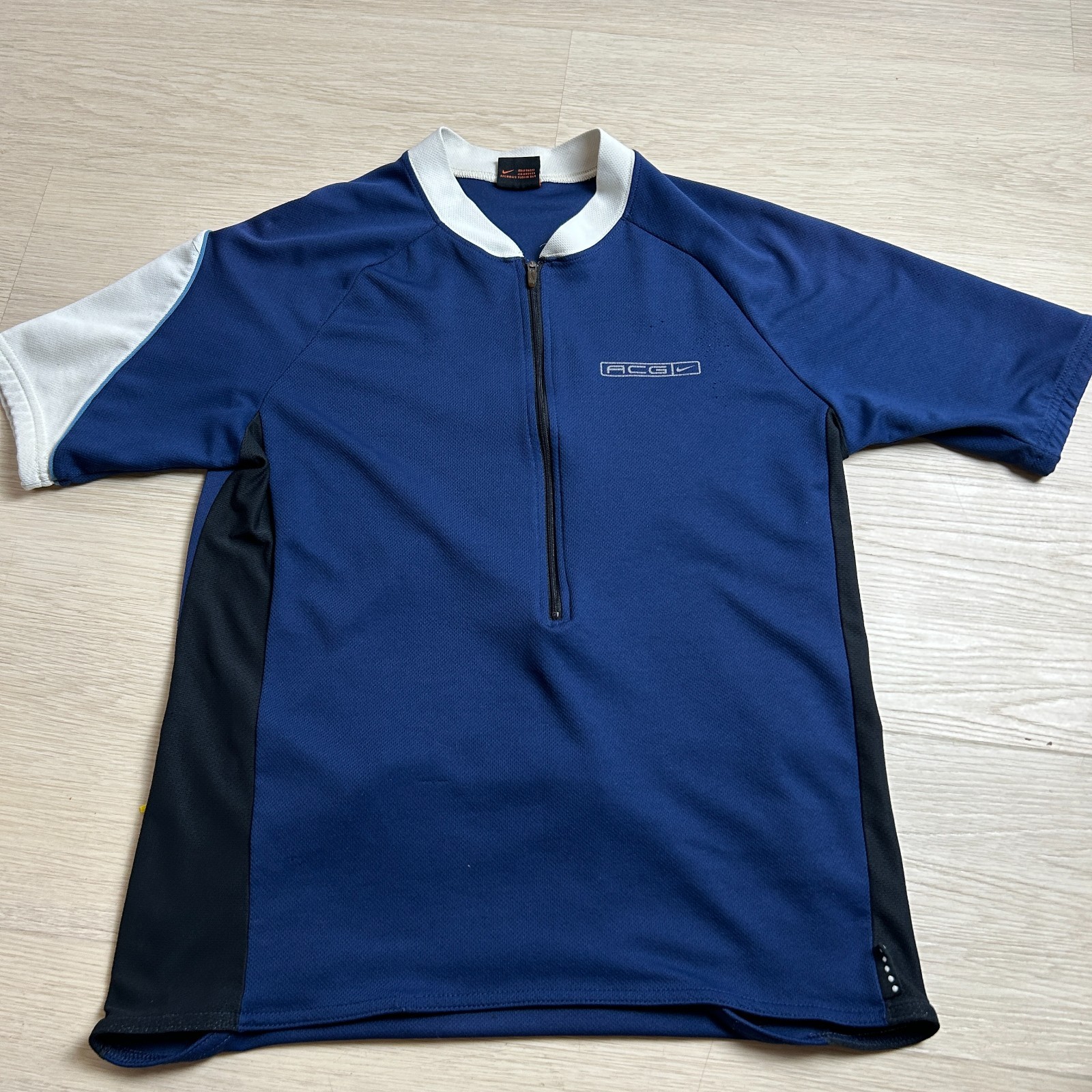 Vintage Nike ACG Cycling Jersey Mens Medium Blue Half Zip USA Made 90s