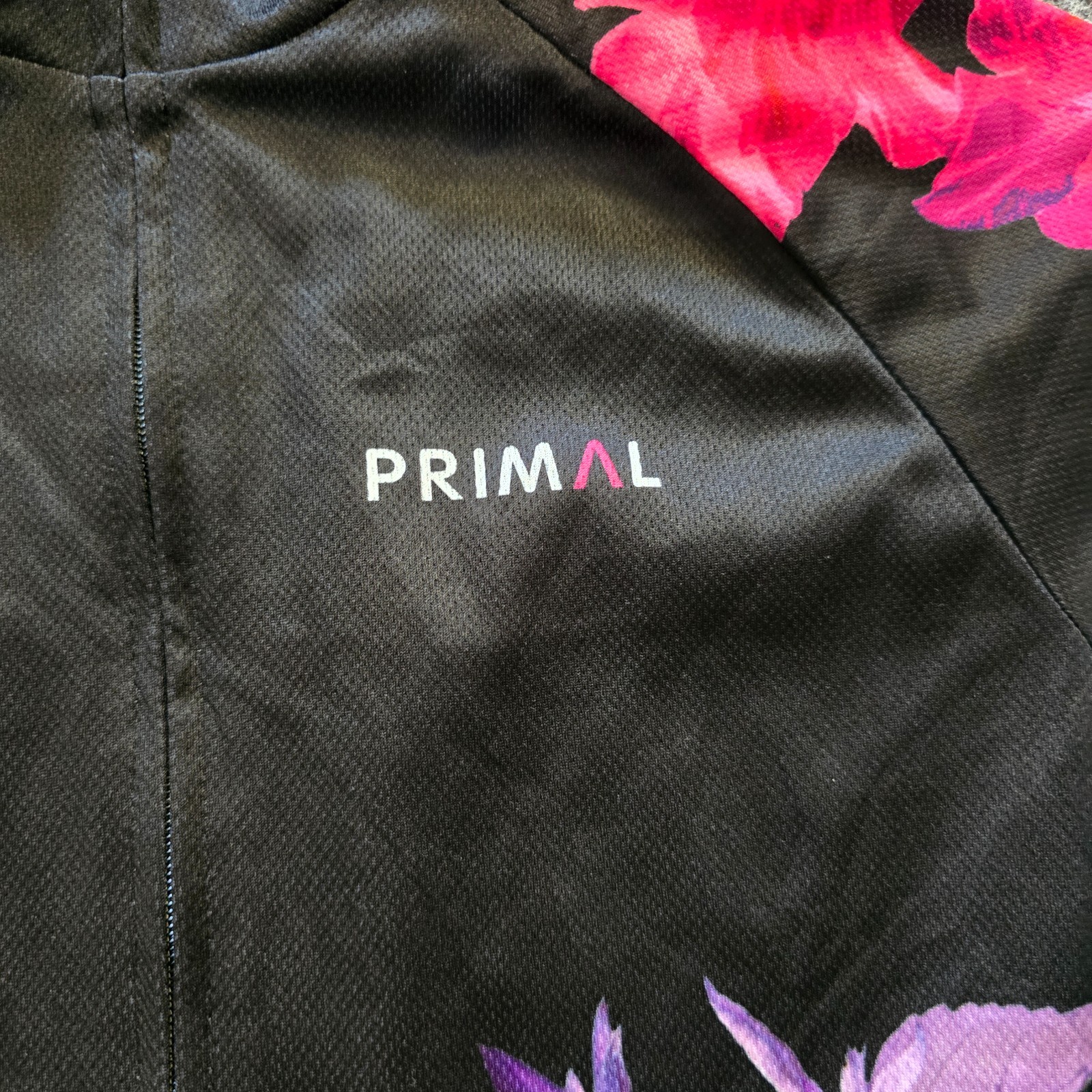 Primal Top Womens Size Small Black Pink Floral Cycling Jersey Stretch Athletic