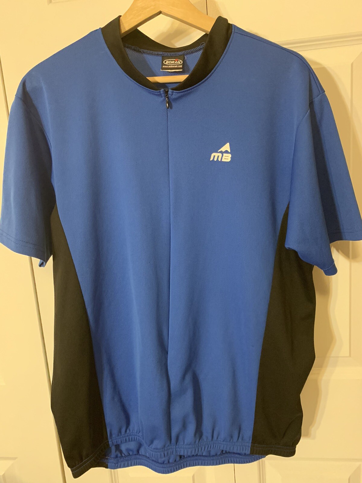 Mt Borah XL Black Blue Half Zip Cycling Jersey 3 Bottle Pockets 100% Micro-Poly