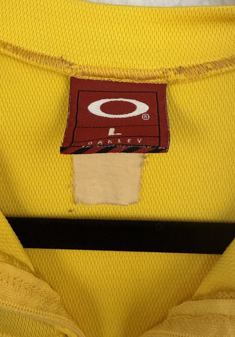 Vintage 1990s 2000s Yellow Oakley Software Mesh Biker Top Cycling Jersey Mesh LG