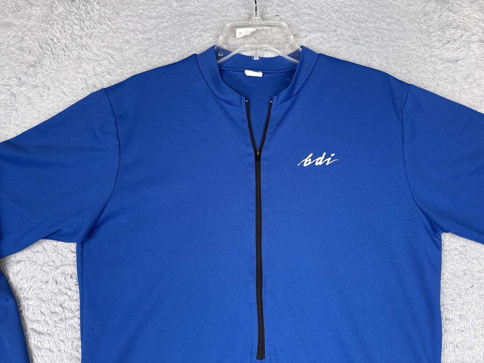 BDI Shirt Mens XL Blue Long Sleeve Cycling 1/2 Zip Jersey Pockets Mock Neck