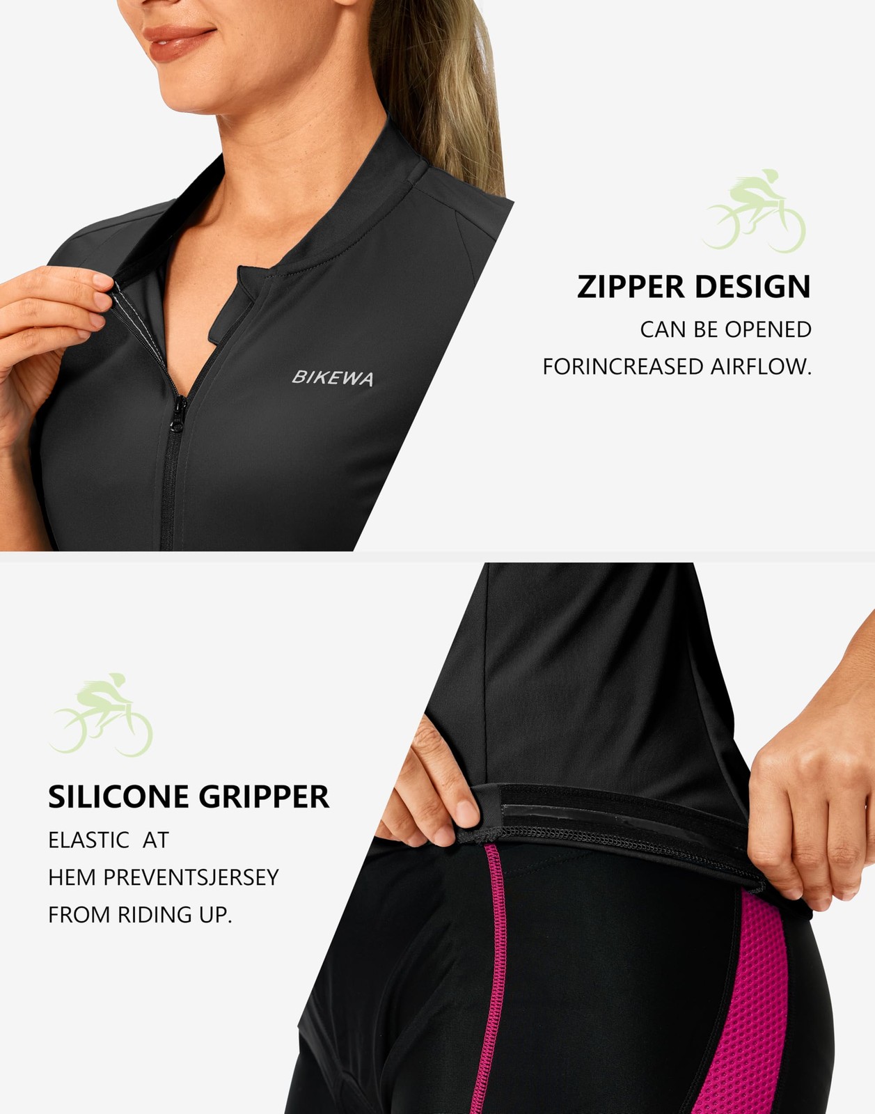 Women’s Cycling Jersey Short Sleeve Bike Shirts Full Zipper Bicycle Biking To…