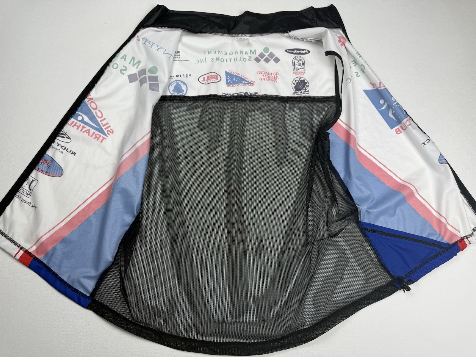 Sugoi Cycling Sleeveless Full Zip Jersey Vest Mesh White/Red/Blue Men’s L