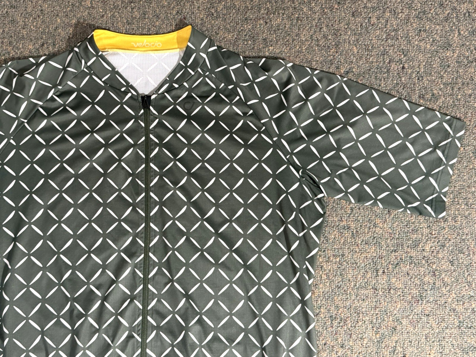 Velocio Crosshatch Ultralight Cycling Jersey Men’s 2XL Green White Made in Italy