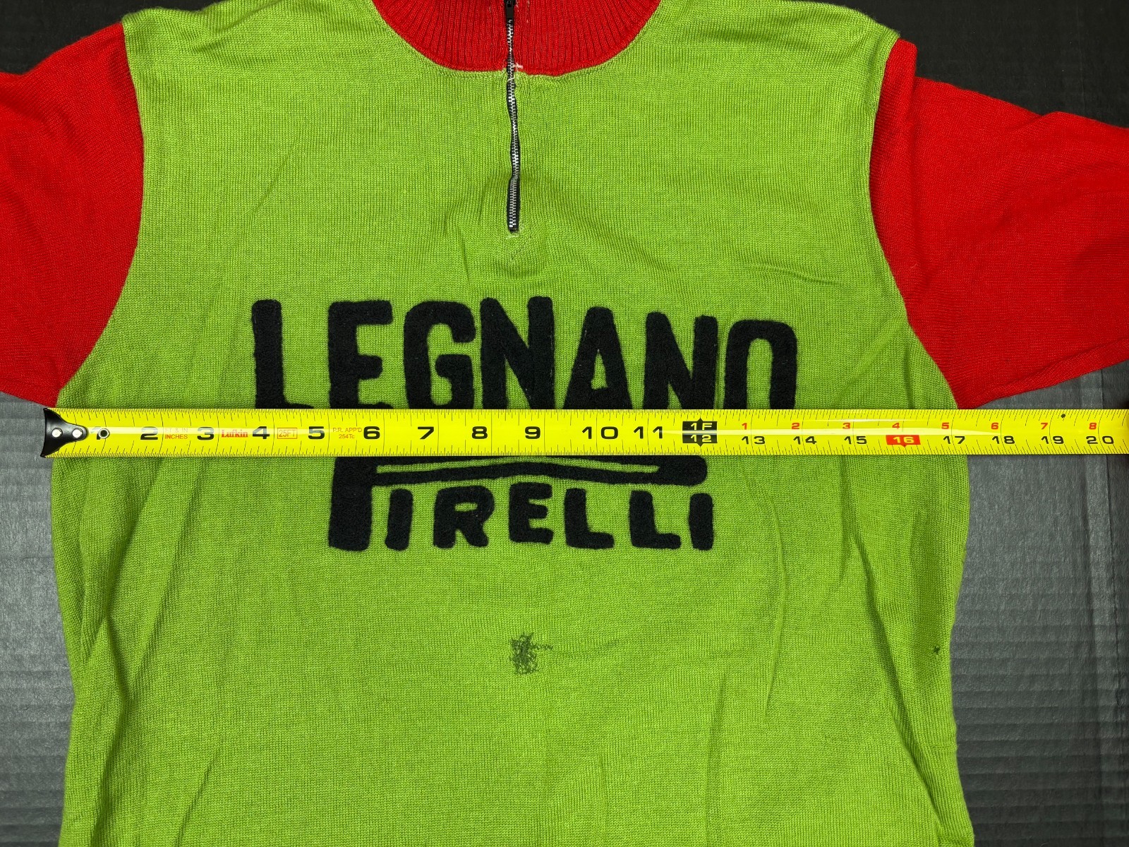Vintage Legnano Pirelli Cycling Jersey Wool Knit Green Red Size L Italy RARE