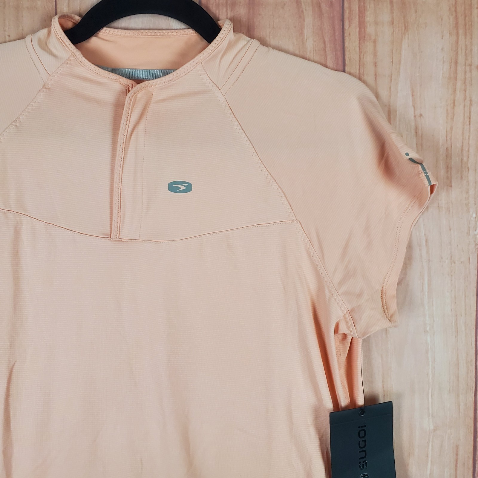 Sugoi RPM Cycling Jersey Womens Large Peach Fizz Stretch Slim Fit Quarter Zip