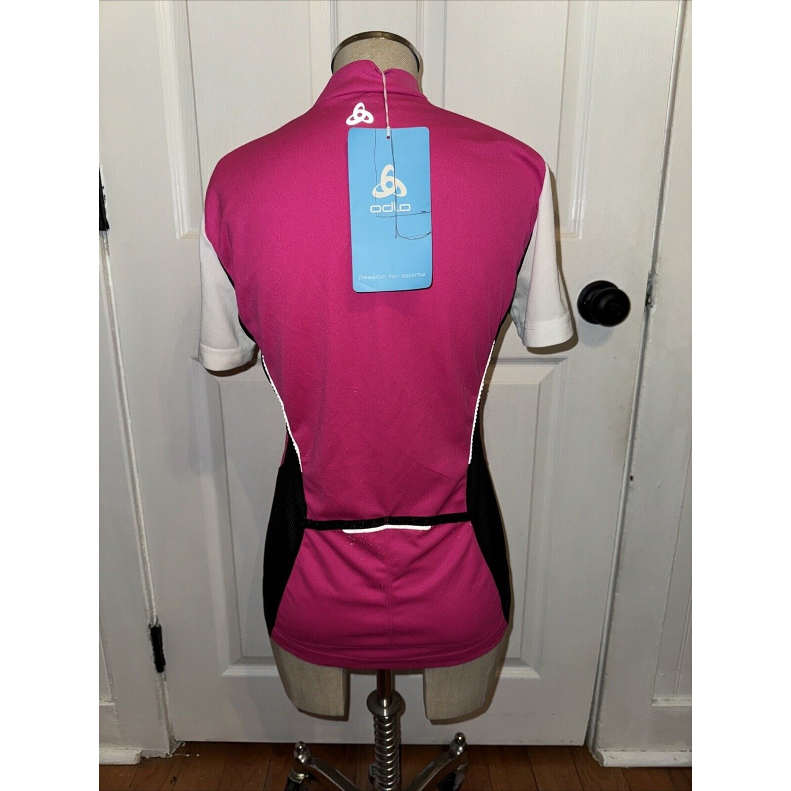 NEW Odlo Women’s 1/2 Zip Action Stand Up Collar Short Sleeve Cycling Tee S Pink