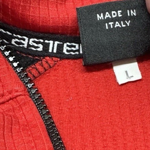 Men’s Castelli Red Black Long Sleeve Zip Mock Neck Cycling Jersey L