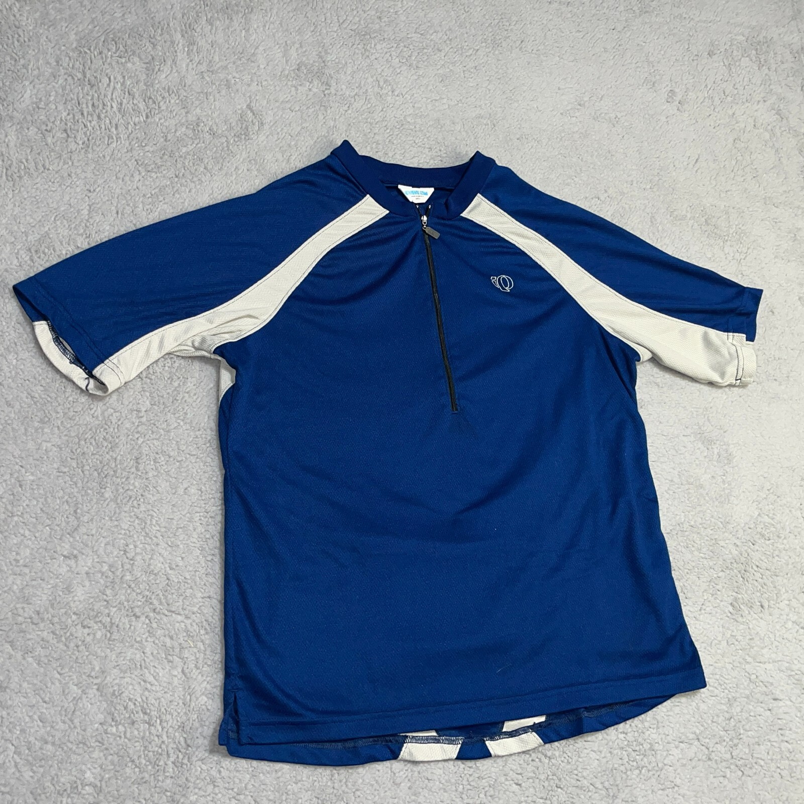 Pearl Izumi Cycling Jersey Men’s Medium 1/4 Zip Blue White Stretch Lightweight
