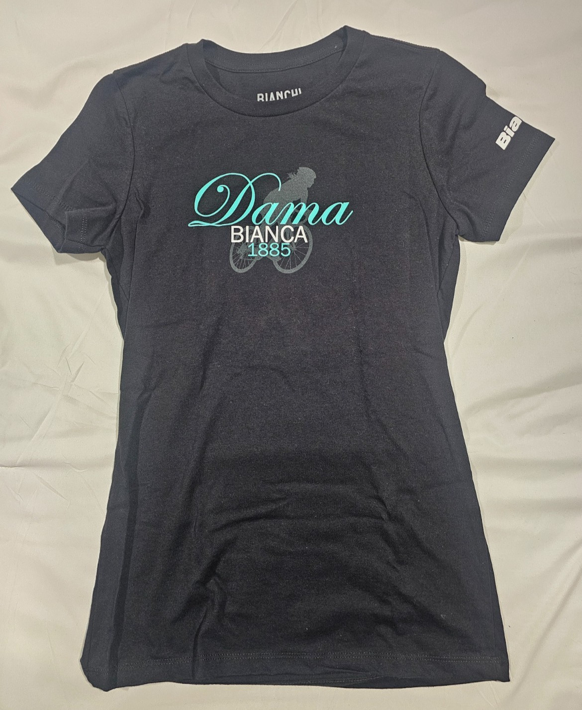 Bianchi Women’s Dama T Shirt – Medium – Black – 100% Cotton – New, No Tags