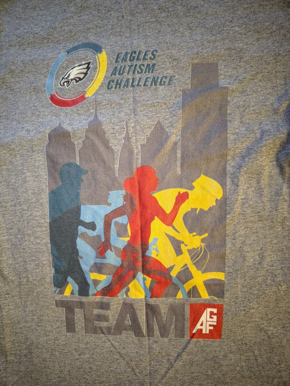 Philadelphia Eagles Autism Challenge Cycling T Shirt Women’s Medium M Gray Rare