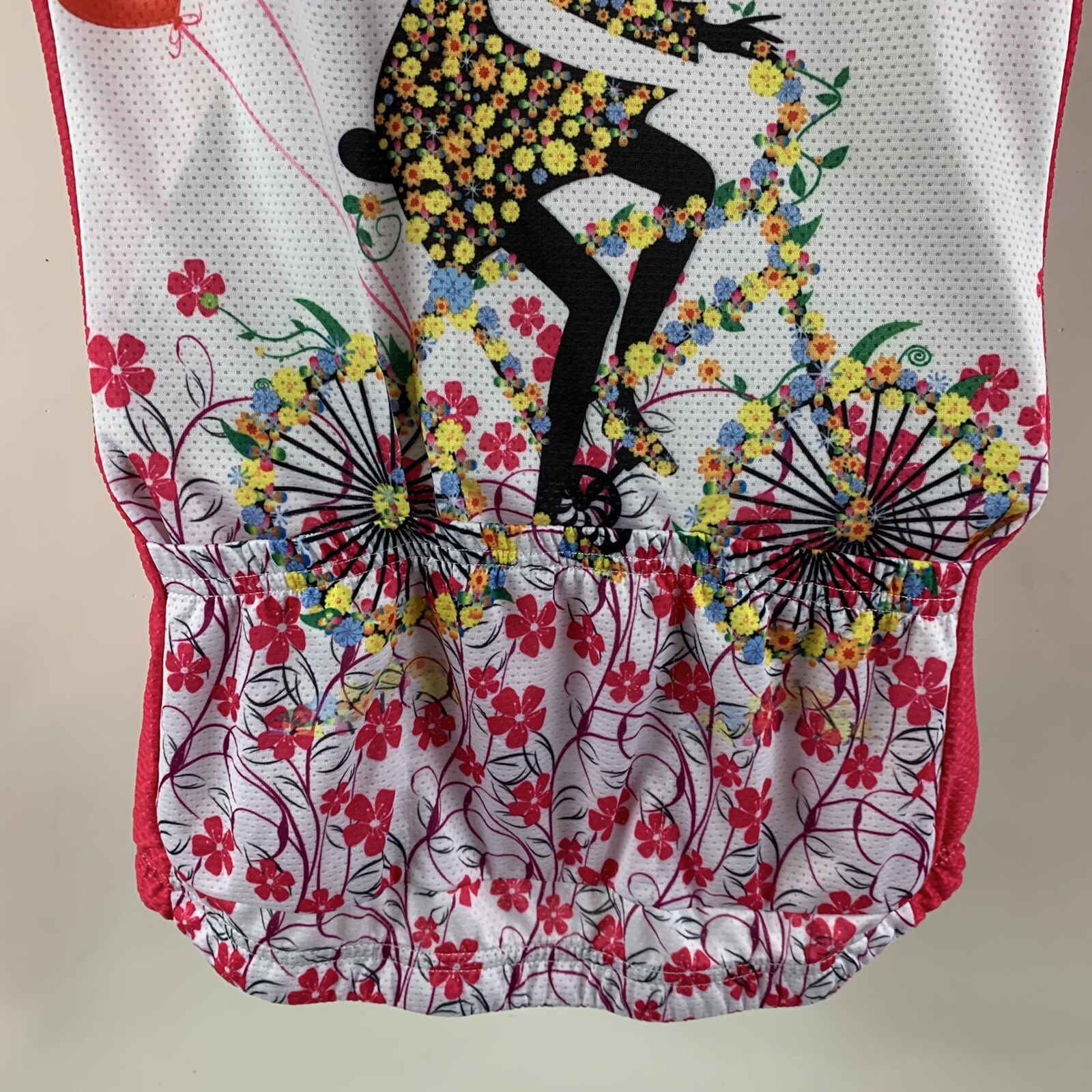NWT Teleyi Women’s XL Floral Cycling Shirt, Full Zip (Pink & White)