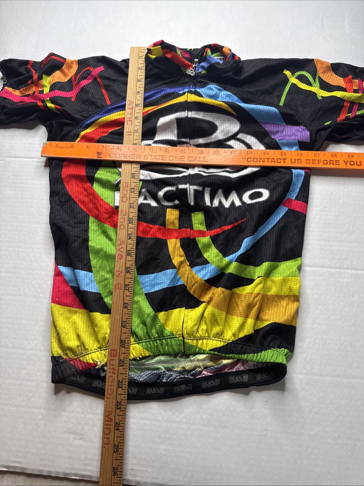 Pactimo Cycling Jersey Men Sz M Black Bright Multi Color Full Zip Short Sleeve