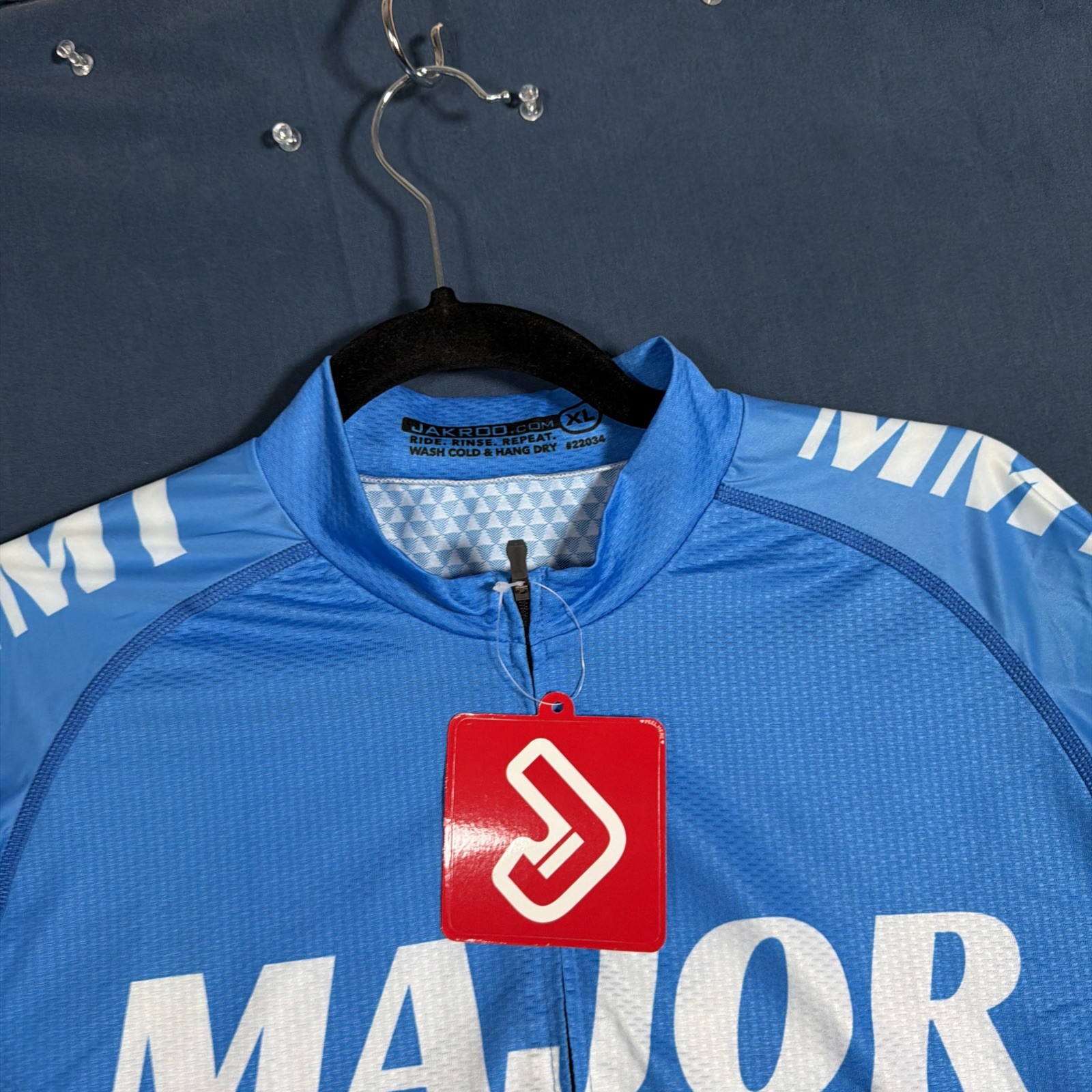 NWT Jakroo Men’s Cycling Jersey Rear Pockets Blue Men’s Size XL NEW