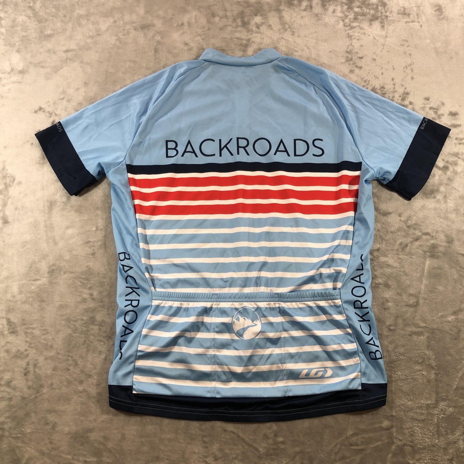 Louis Garneau Backroads Cycling Jersey Mens XL Blue Full Zip Short Sleeve Bike