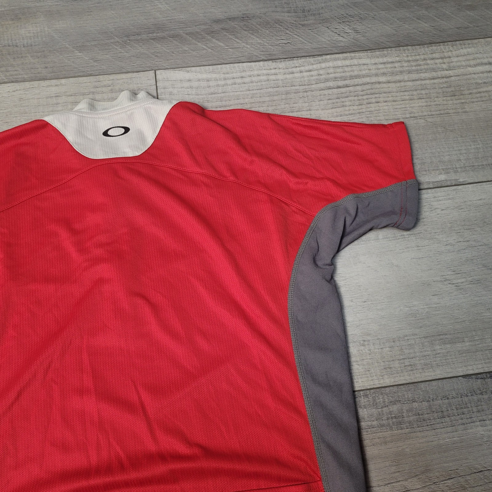 🚴Oakley Cycling Jersey Adult Medium Red Gray 1/4 Zip Short Sleeve🚴