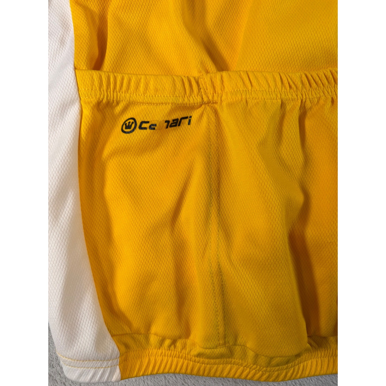 Canari Cycling Jersey Mens Medium Yellow White Black 1/4 Zip Short Sleeve Bike