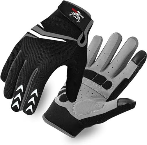 Full Finger Cycling Gloves with Padding for Men Women, Anti-Slip, Large Black