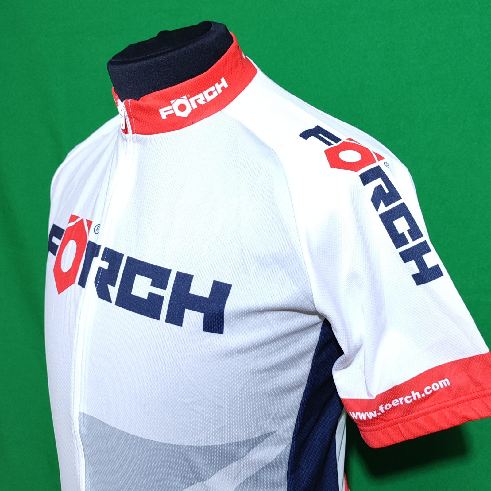 FORCH Mens Cycling Jersey Size M Full Zip Bike Bicycle Shirt White Red Blue SS