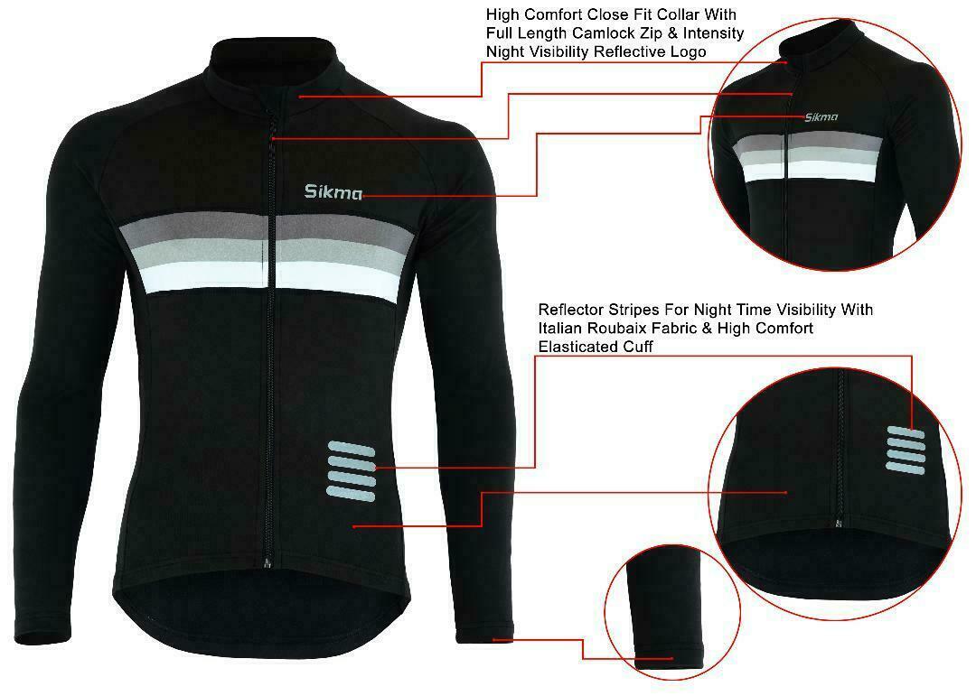 Mens Cycling Long Sleeve Jersey Thermal Super Roubaix Bike Jacket Winter Top
