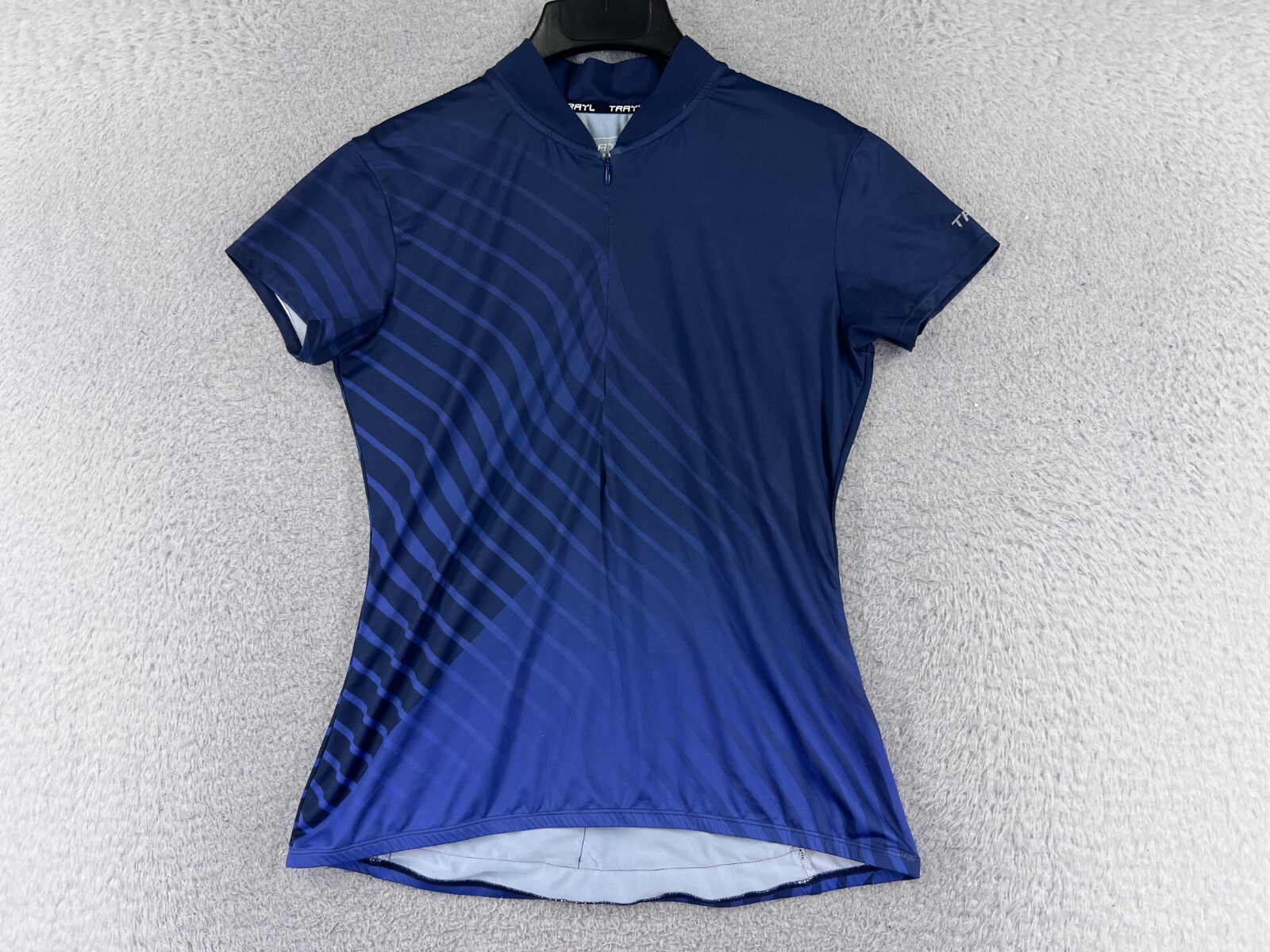 Trayl Cycling Jersey Womens Medium Blue 1/4 Zip Pullover Pockets Polyester