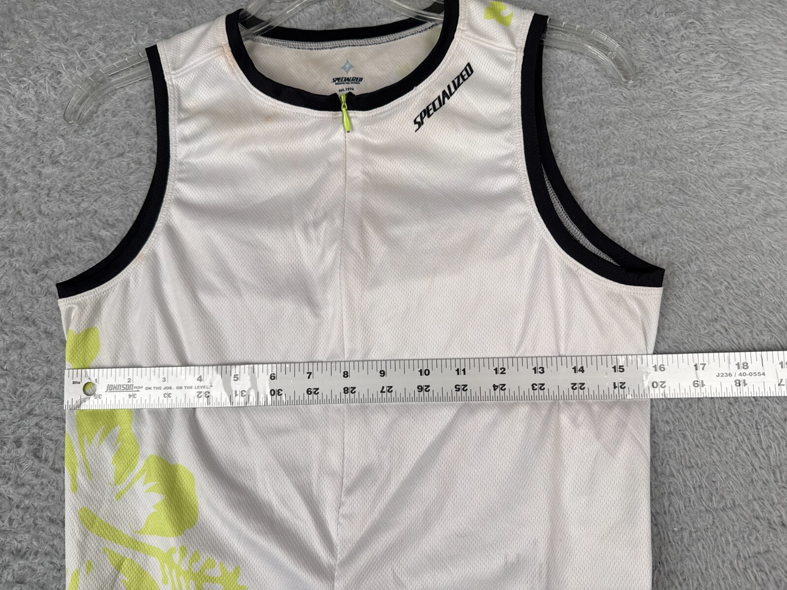 Specialized Cycling Jersey Womens Medium White Green Tank 1/2 Zip Polyester