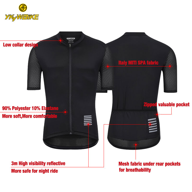 YKYWBIKE Mens Bike Cycling Jersey Short Sleeve Top Bicycle Shirt Maillots Pocket