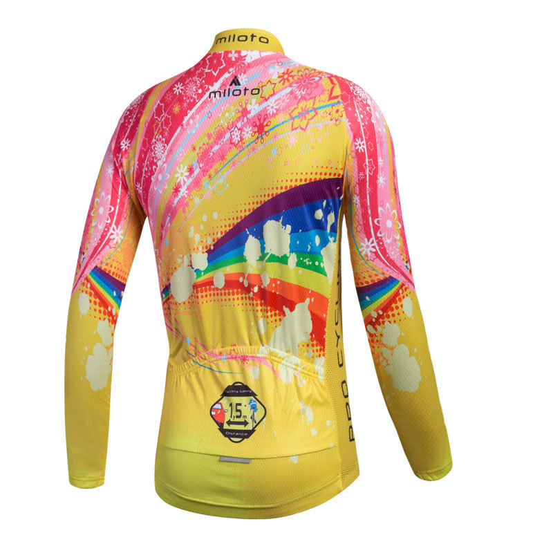 Women’s Yellow Bike Clothing Cycling Long Sleeve Jersey and Long (Bib) Pants Kit