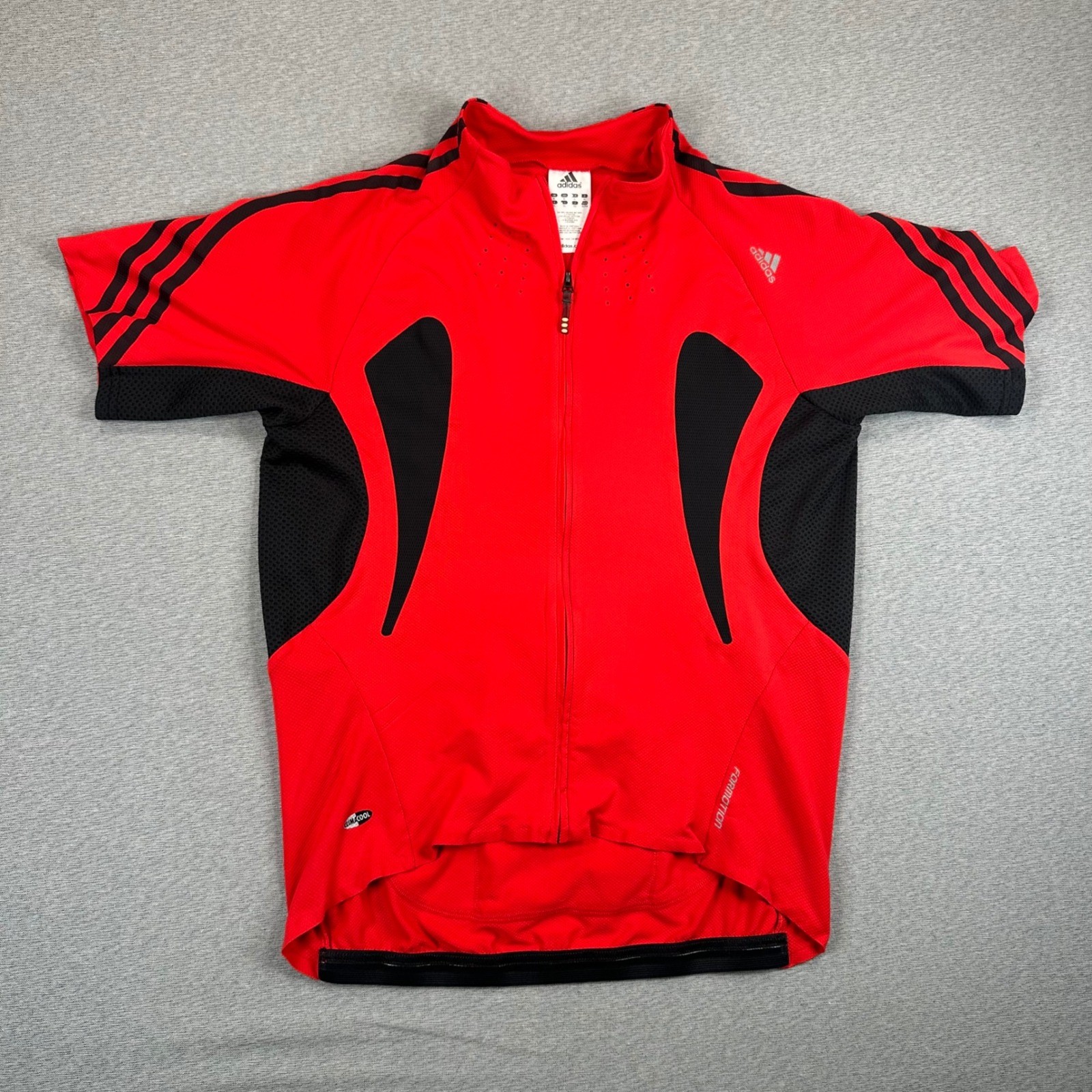 Adidas Formotion ClimaCool Cycling Jersey Men XL Red Black Full Zip Short Sleeve