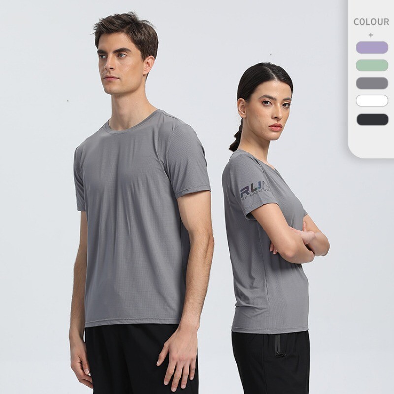 Men Women’s Short Sleeve Printed Round Neck Fitness Ice Silk Quick Dry T-shirt