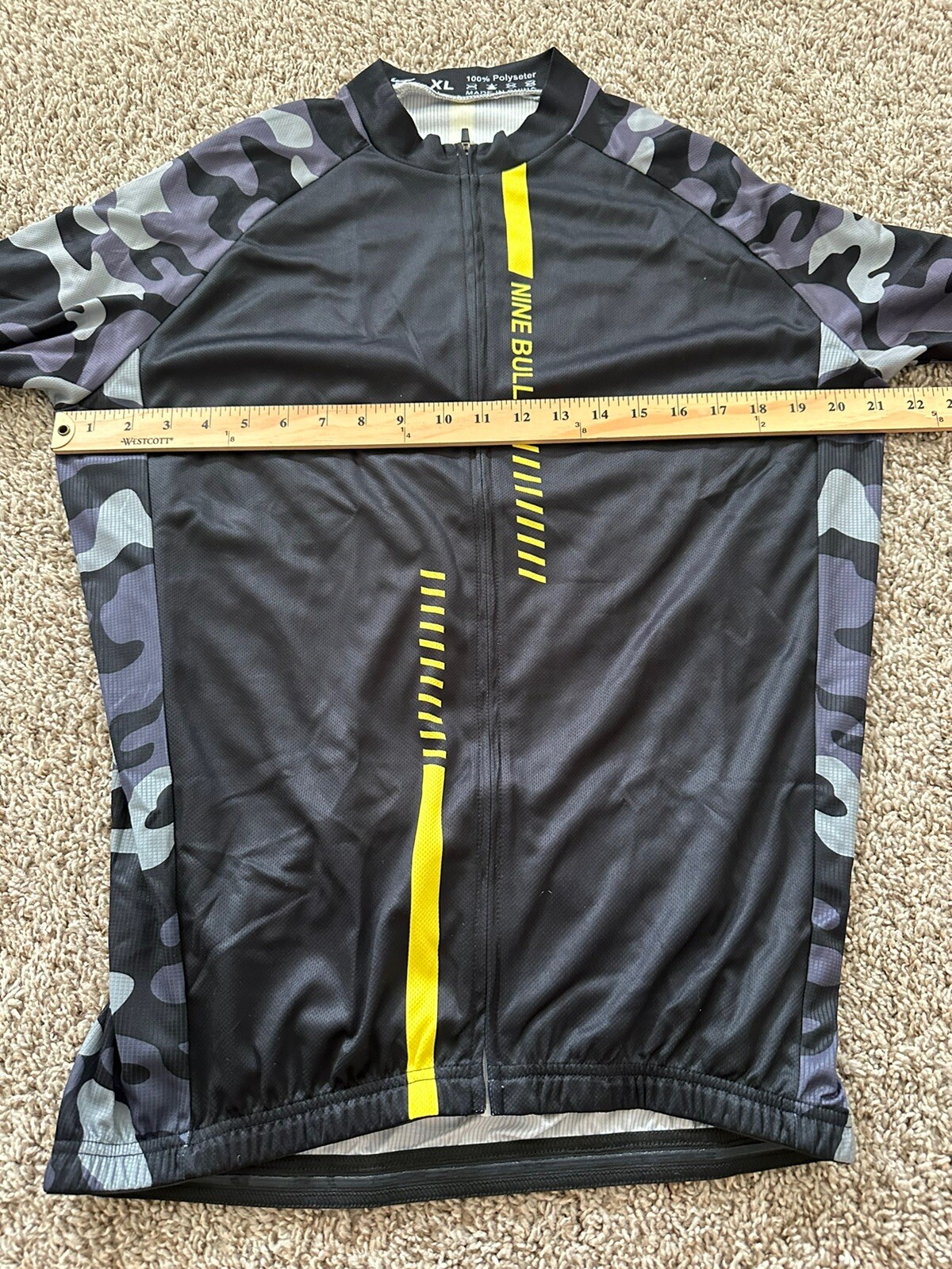 Nine Bull Bicycle Cycling Men Long Sleeve Camo Back Pockets Shirt Size XL Zip