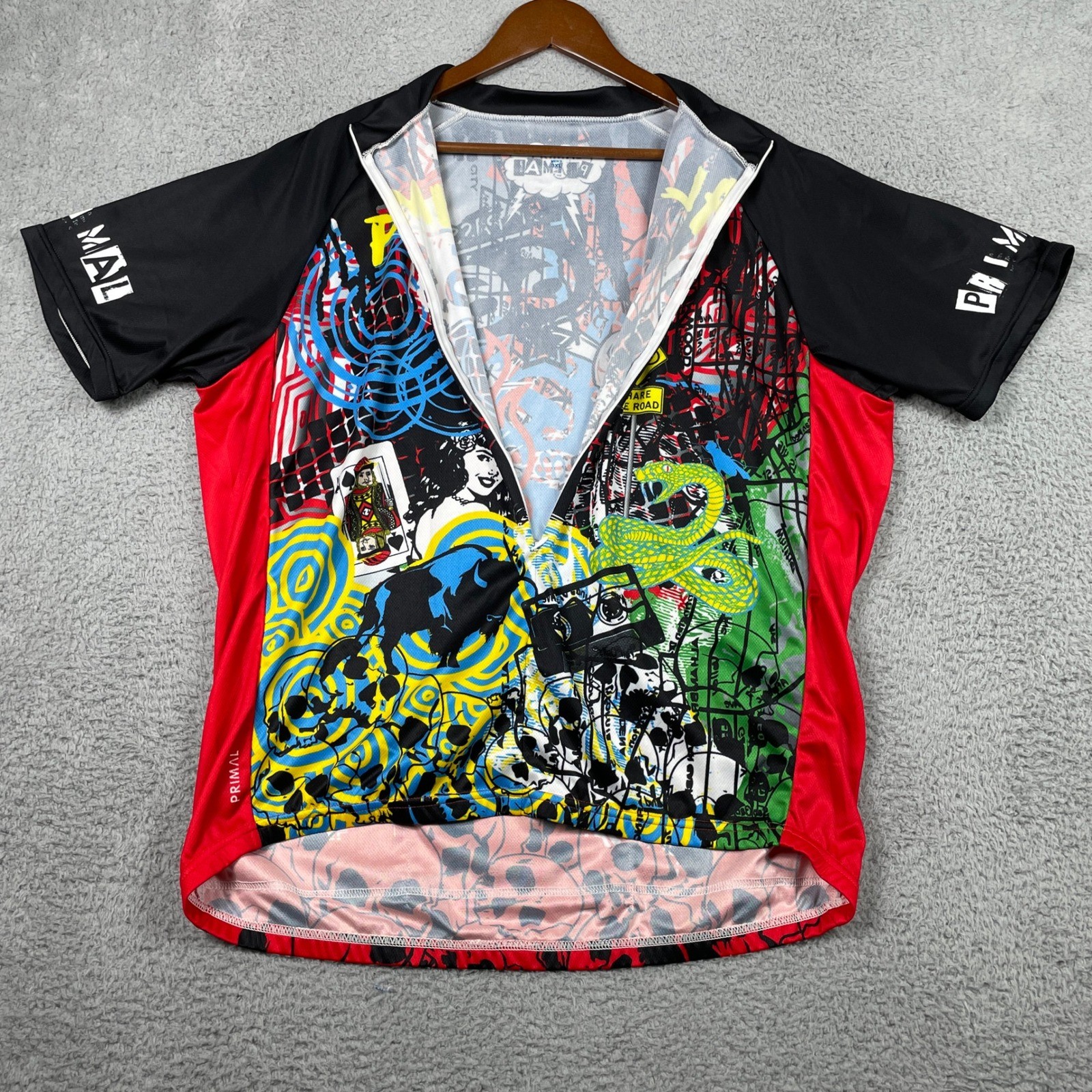 Primal Wear Cycling Jersey Mens 3XL Multicolor Graphic Short Sleeve Zip Bike Top