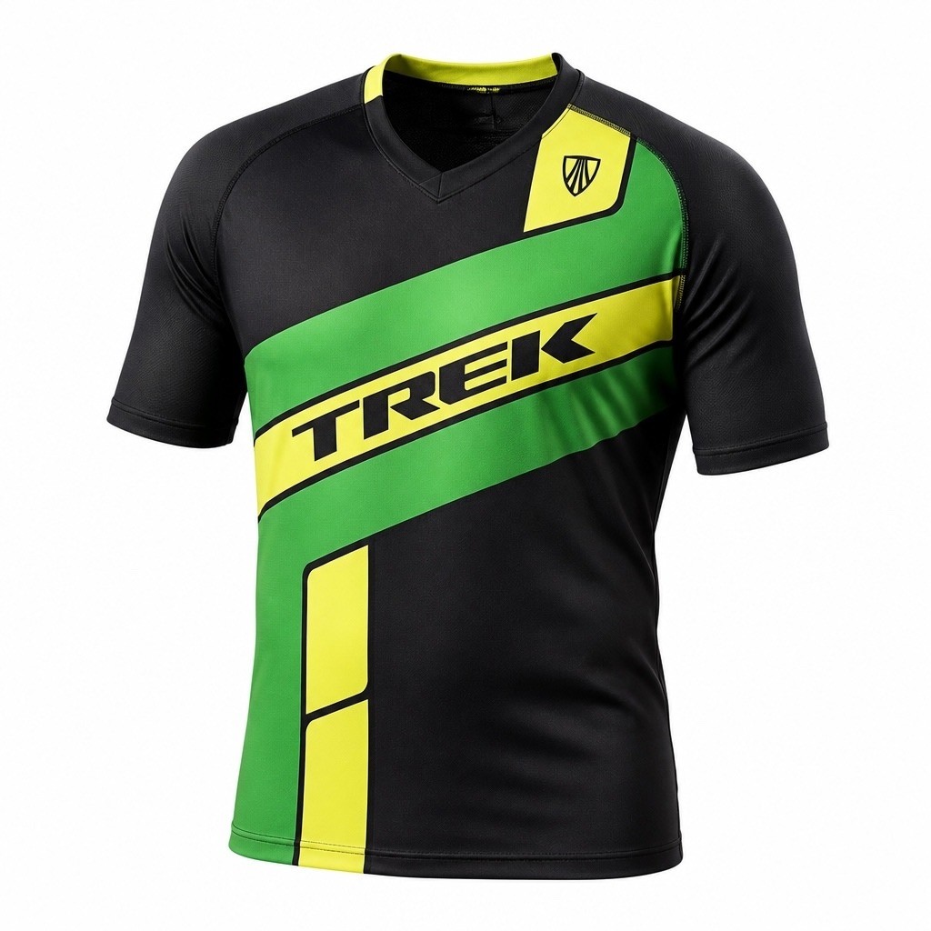 Bontrager Trek Rhythm Tech Tee Mens 2XL Black Green Yellow Cycling Jersey (G38)