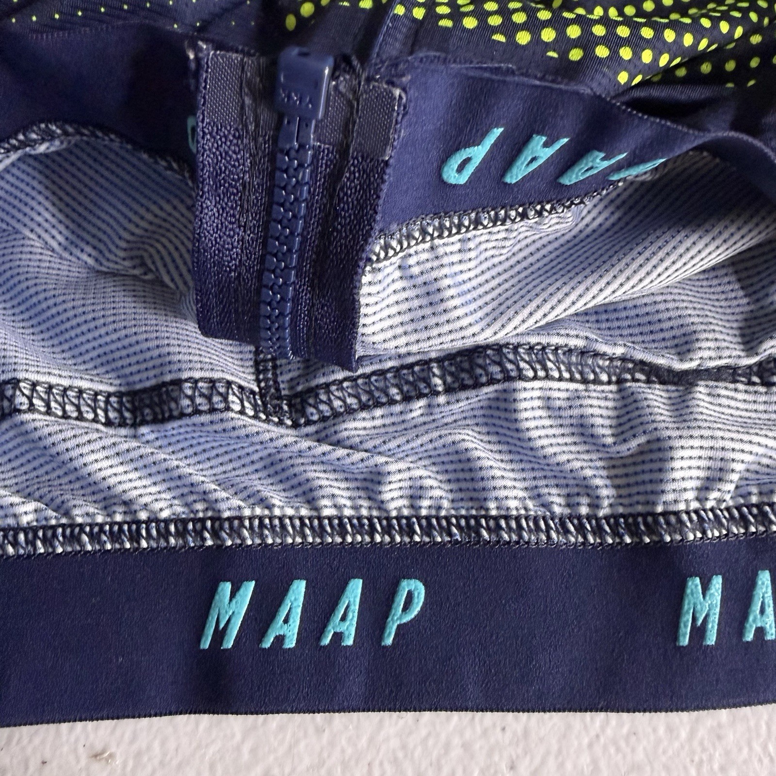 Womens Maap Pro Fit Cycling Jersey Full Zip Navy Blue Green Sz Large Outdoor